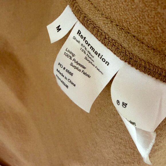 Reformation Barton Belted Wrap Wool Trench Coat Camel Tan - Picture 8 of 10